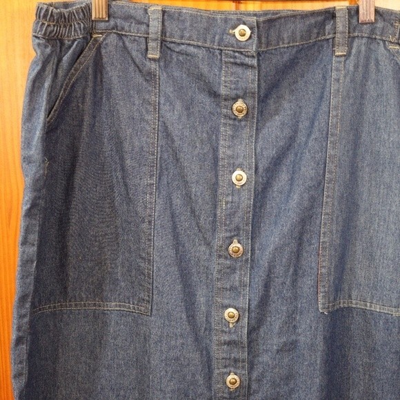 Premier Denim Button Front Midi Skirt 20W Farmhouse Cottagecore Modest 100% Cott - Picture 6 of 12